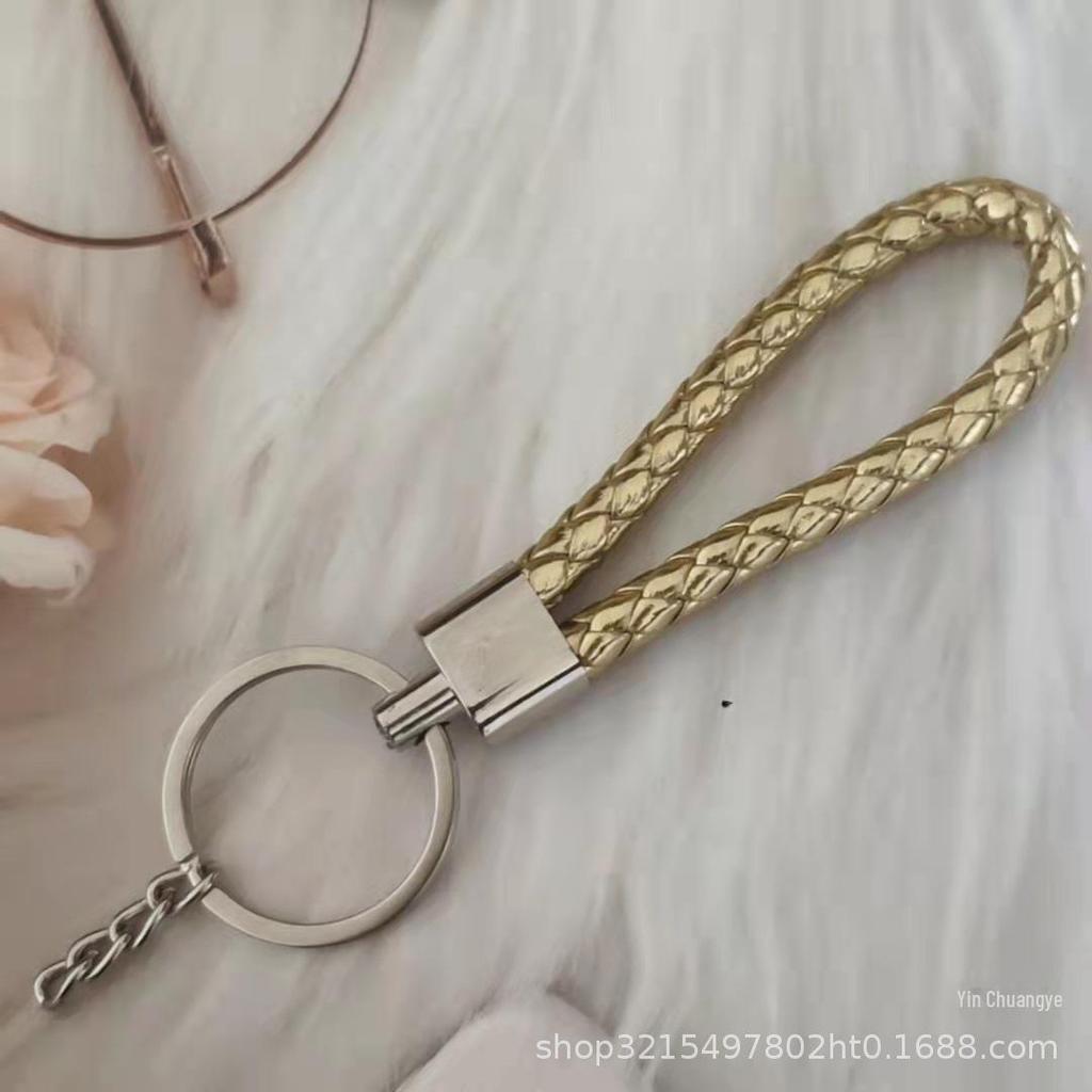 Gevlochten Lederen Touw Sleutelhanger met Poppenhanger - Modieus en Creatief Accessoire