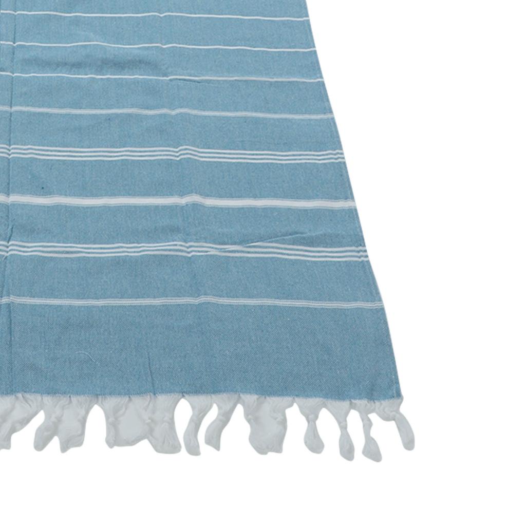 Stripe Beach Towel Extra Large Size Shawl Towel with Tassel for Travel Camping Gym Swimming PoolBlue