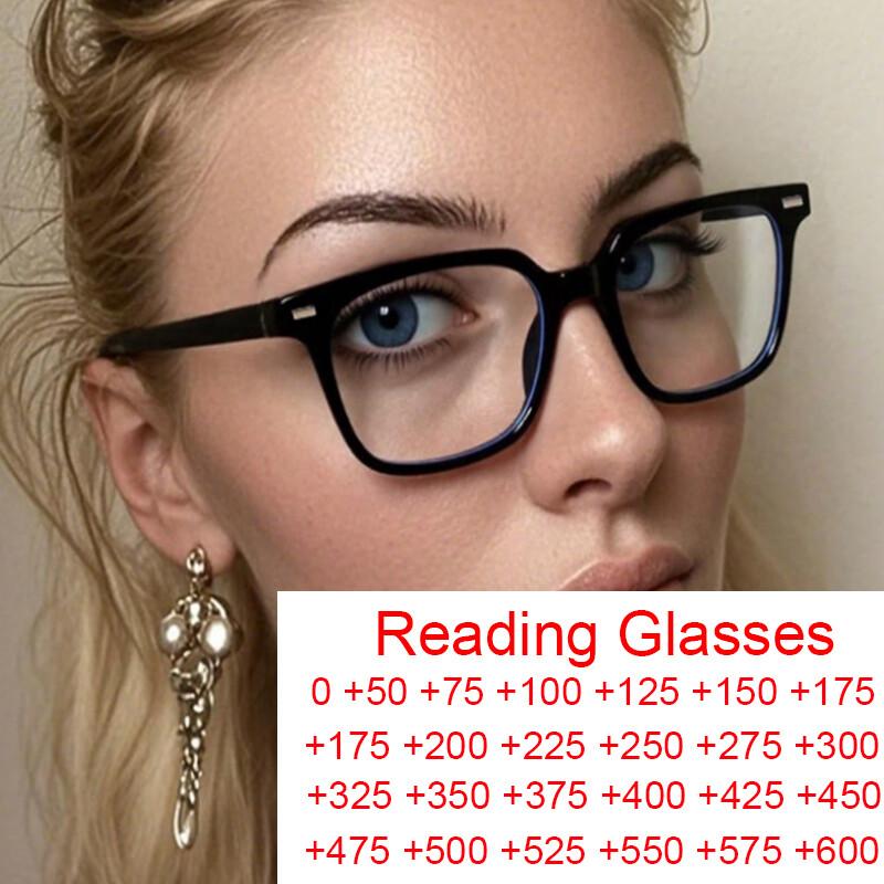 Elegant Square full-rim reading glasses for women PC frame clear Lens magnification 0 to +6.0 fashionable reading glassesMen