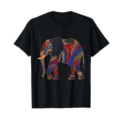 Elephant Colorful Unisexdala Pattern African Animal T Shirt Vintage Breathable Stretched Stylish Designer Clothes Casual
