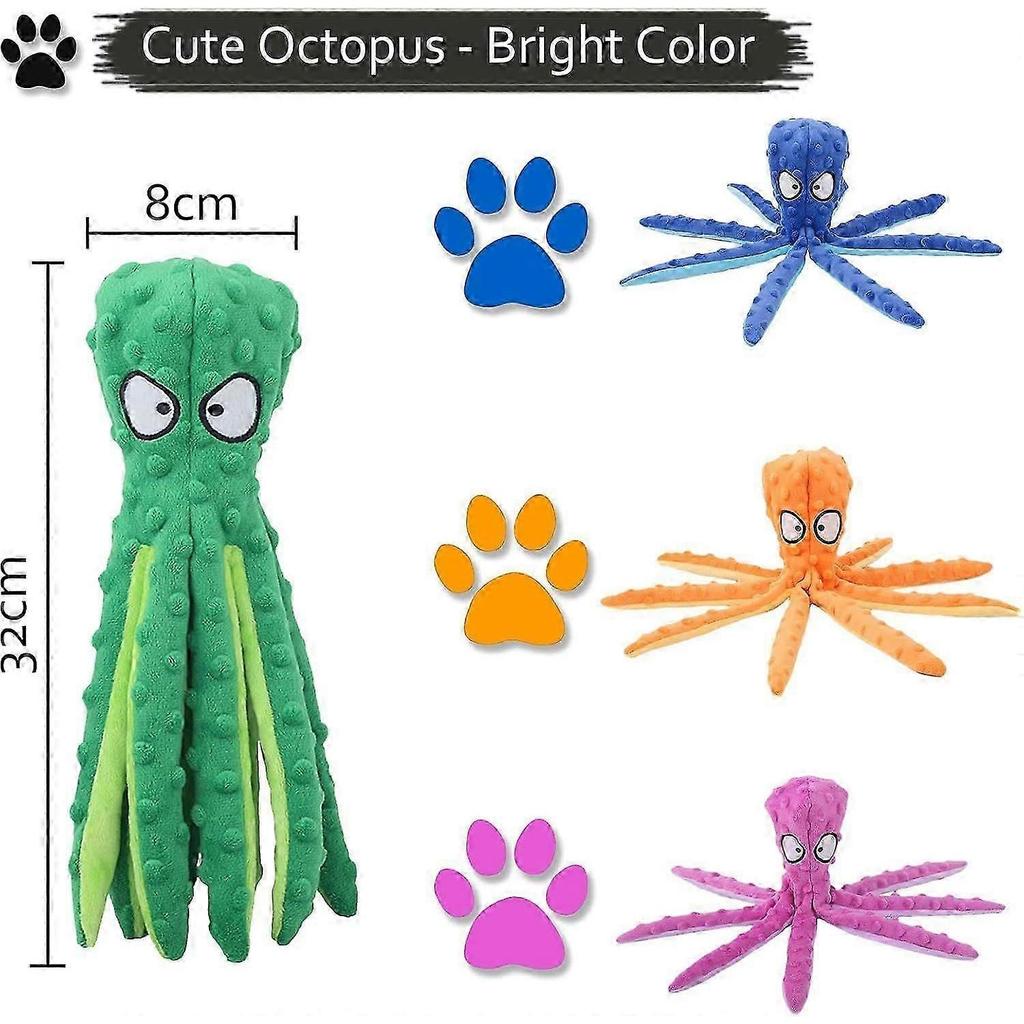 Squeaky Dog Interactive Orange Toy, No Stuffing Octopus Dog Chew Toy with Crinkle Paper, Suitable for Medium and Large