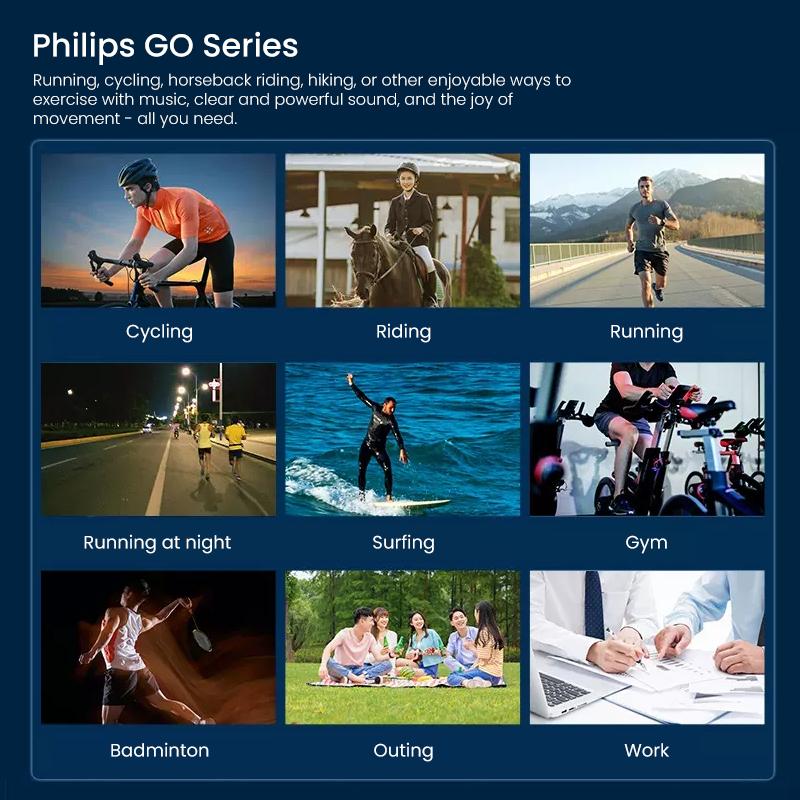 Philips TAA6606 Knochenleitungs-Bluetooth-Headset Sport-Wireless-Headset mit Kaltlicht-Nachtlauflicht