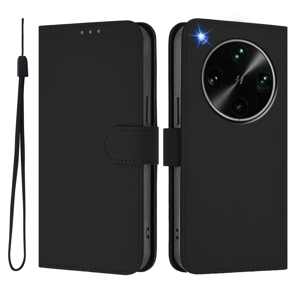 Wallet Case for Find X9 Ultra 5G - Leather/PU, Black, With Lanyard