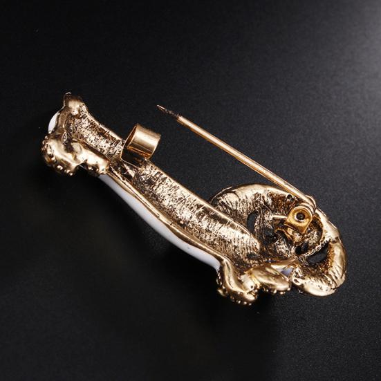 Cute Dachshund Dog Rhinestone Inlaid Brooch Pin Animal Shape Lapel Breastpin