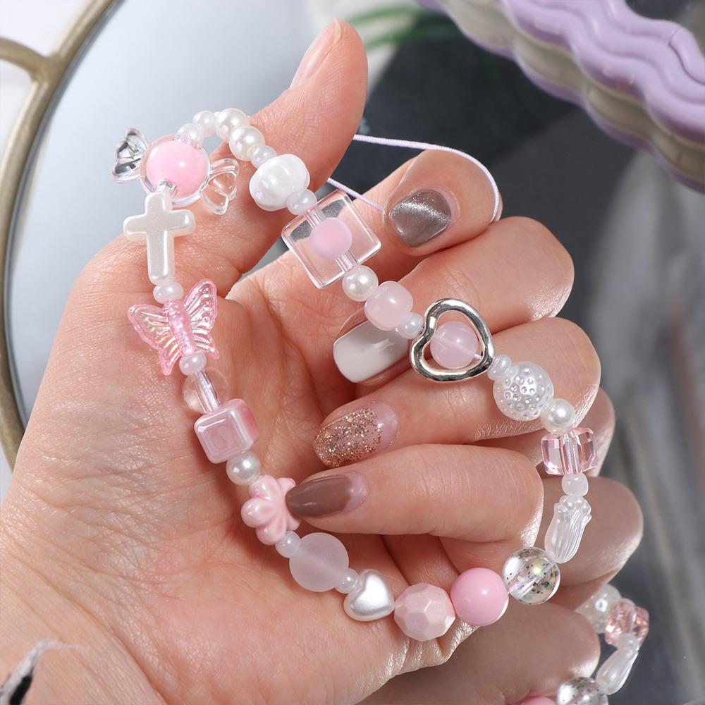 Sweet Cool Y2k Phone Lanyard Pink Pearl Phone Pendant Kawaii Cool Girl Phone Chain  Phone Charms