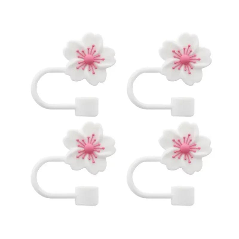 2/4pcs Straw Cover Cap for Stanley 10mm Reusable Straw Tips Lids Flowers Tip Covers Cup Accessories,Silicone Straw Topper