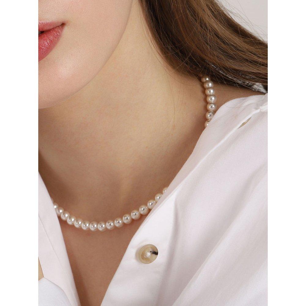Sw Pearl Silver925 Necklace Ps083N_8Mm White Gold