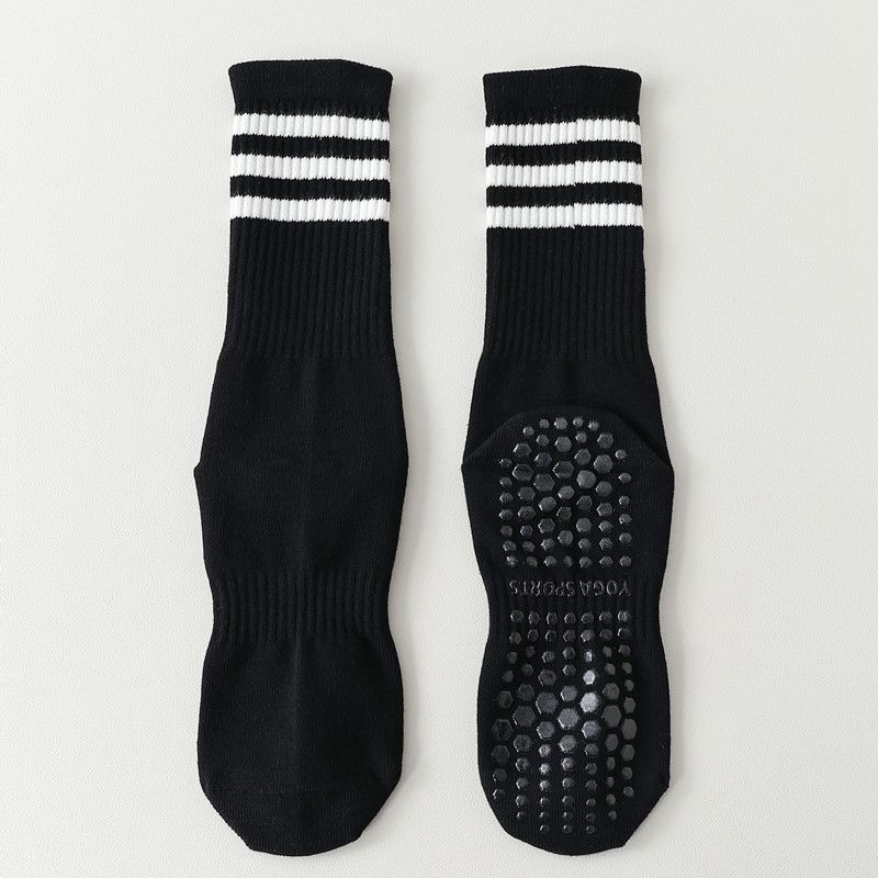 

Mid-High Tube Stripes Yoga Socks Female Professional Non Slip Pilates Fitness Exercise Special Tube Socks with Shark Panty-Hose 9181 high rubber yoga socks black [1 pair]]