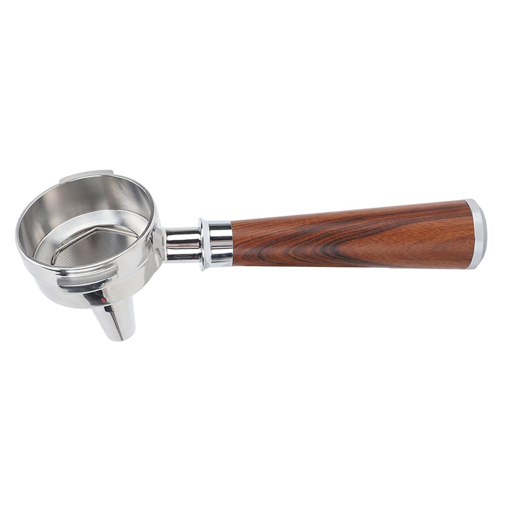 58mm Bottomless Portafilter Single Spout Stainless Steel Coffee Portafilter   Wood Handle
