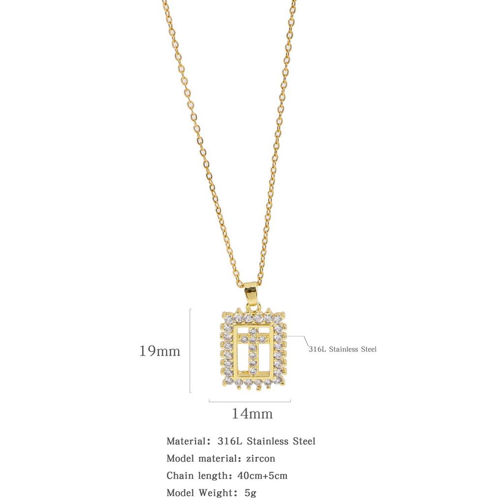 Hip Hop Luxury Zircon Cross Pendant Necklace Stainless Steel Chain Jewelry Gifts for Women Men