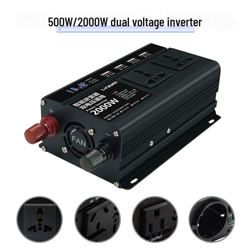 Tuyang Dual-Voltage Auto-Wechselrichter, 500W/2000W, 12-24V Universelle Kompatibilität