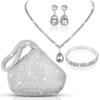 Dazzling Rhinestone Teardrop Necklace and Earrings Set for Women Wedding Banquet Party