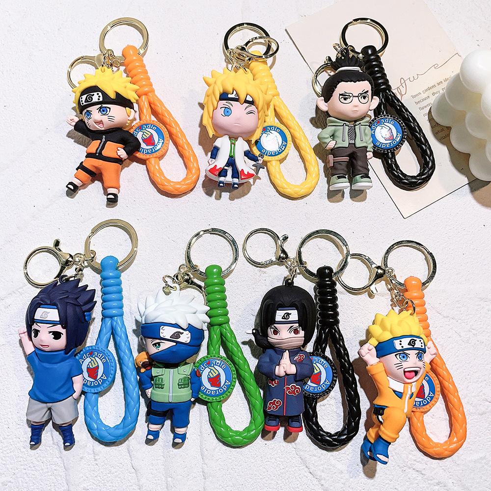 Cartoon PVC Naruto Anime Peripheral Toy Doll Keychain Naruto Silicone Figure Car Key Chain Christmas, Halloween Gift