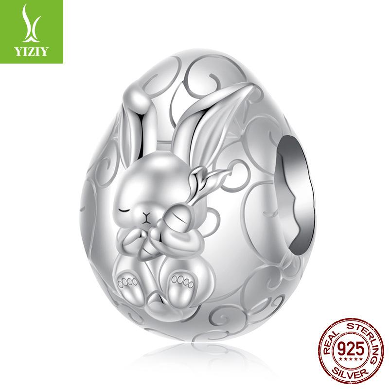 Easter Bunny Egg Series Diy Bracelet Beaded Children'S Fun 925 Silver Bead Accessories