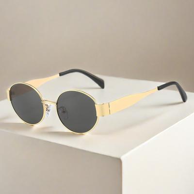 Occhiali da sole ovali piccoli Occhiali da sole rotondi in metallo da donna Tonalità classiche Reto da guida casual