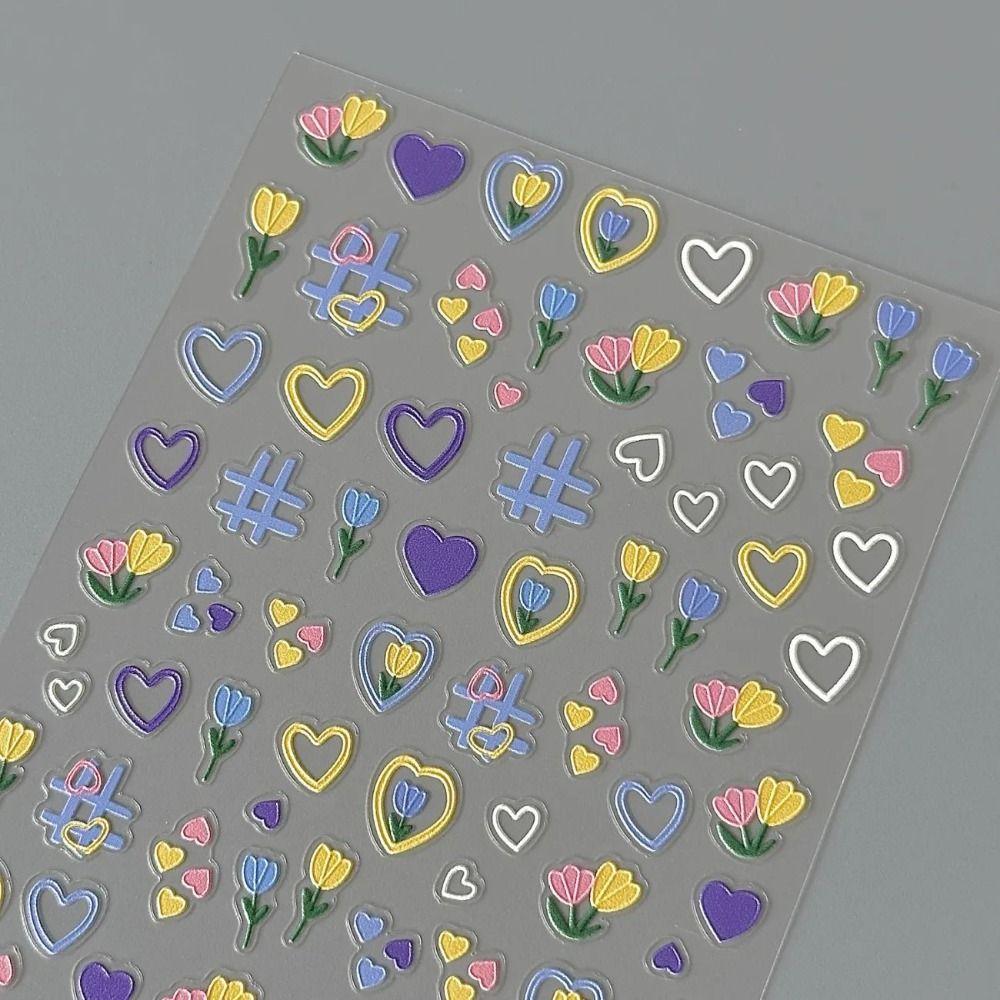 Self Adhesive Nail Sticker Tulip Decal Nail Art Sticker Cartoon Stickers  for Nail Art Decoration