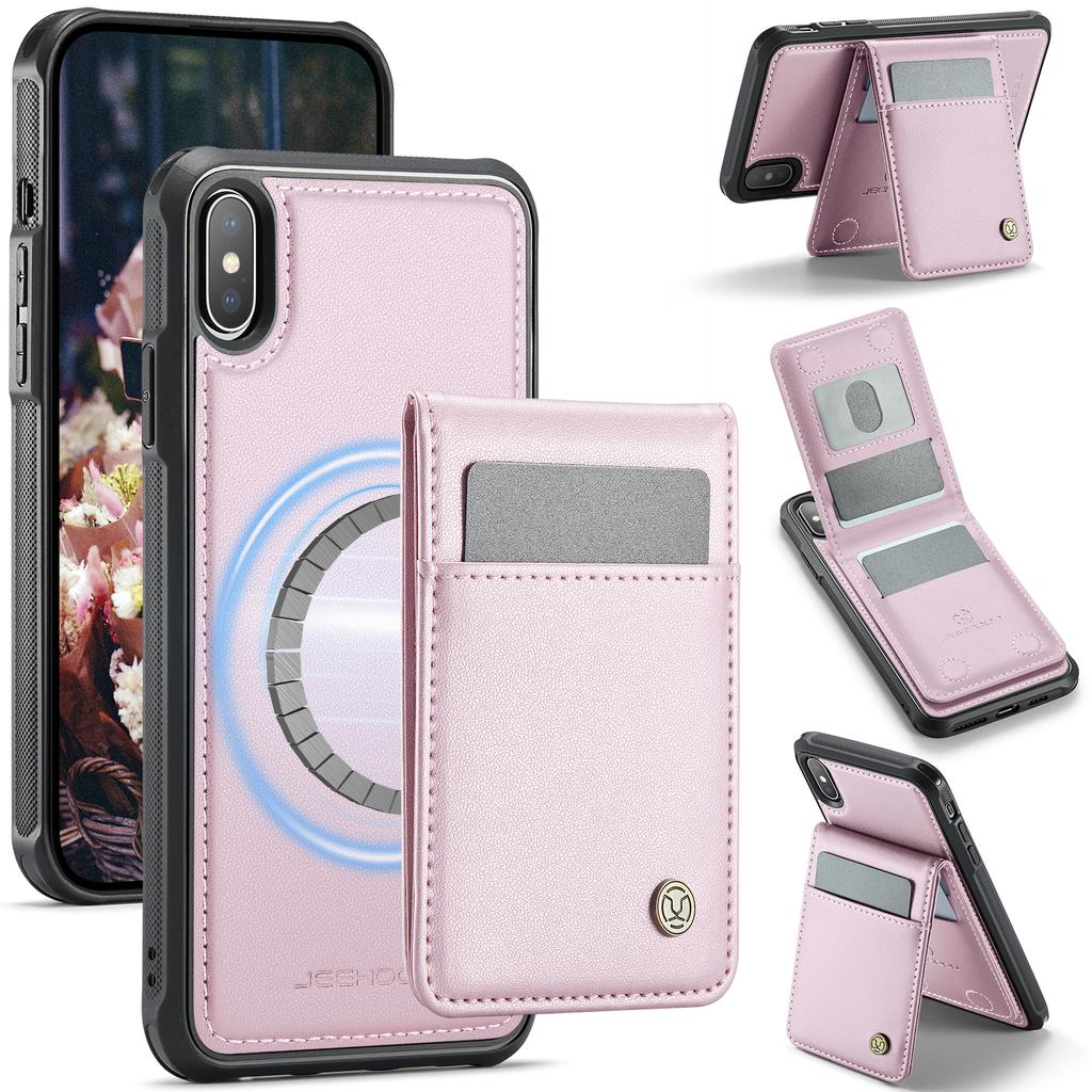 Pro iPhone XS Max 6,5 palce Kožené zadní pouzdro Kompatibilní s MagSafe JEEHOOD J06 Pouzdro na telefon s přihrádkou na karty RFID Blokování