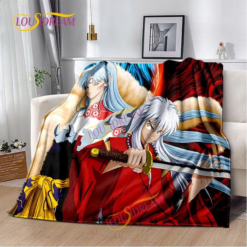 Inuyasha battaniyesi sıcak rahat çocuk battaniyesi karikatür pazen çarşaf kanepe örtüsü yürüyüş yetişkin ofis öğle yemeği molası battaniyesi.
