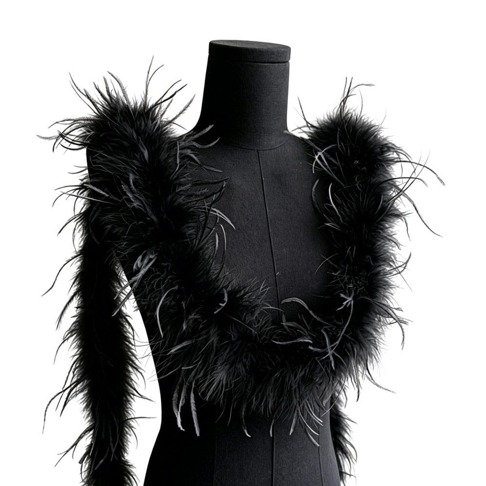 Multicolor Artificial Fur Ribbon Fluffy Ostrich Feathers Boa Garment Edge Decoration чёрный