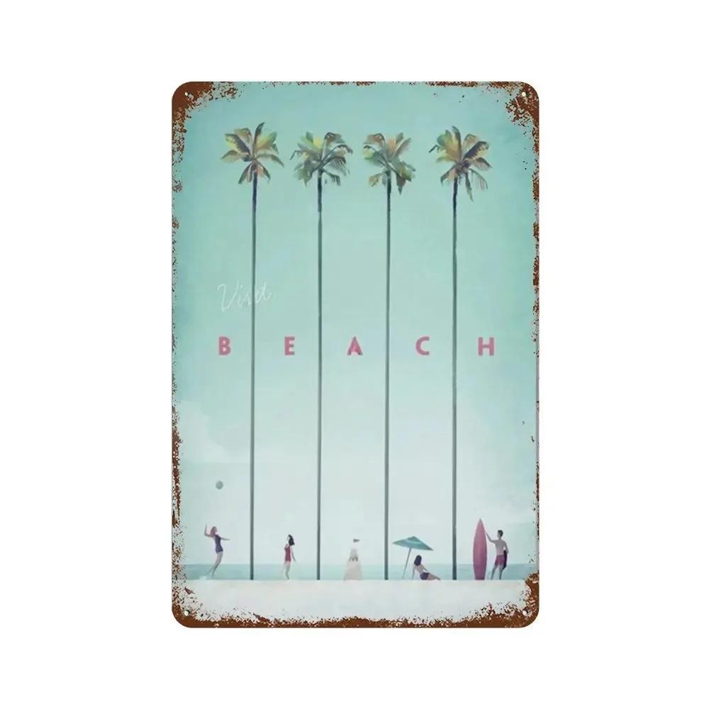 Vintage Metallblechschilder Poster Hawaii Strandparty Poster Surferparadies für Strandbar Café Club Heimzimmer Wanddeko