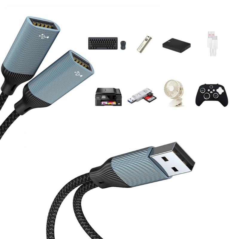 2/3Port USB Extender Cable with Fast 480Mbps Data Transfer 1.5A Charging For PC Laptop Printer Mouse