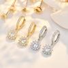 Sunflower Shaped 925 Silver Needle Gold Plated Zircon Earrings For Women
