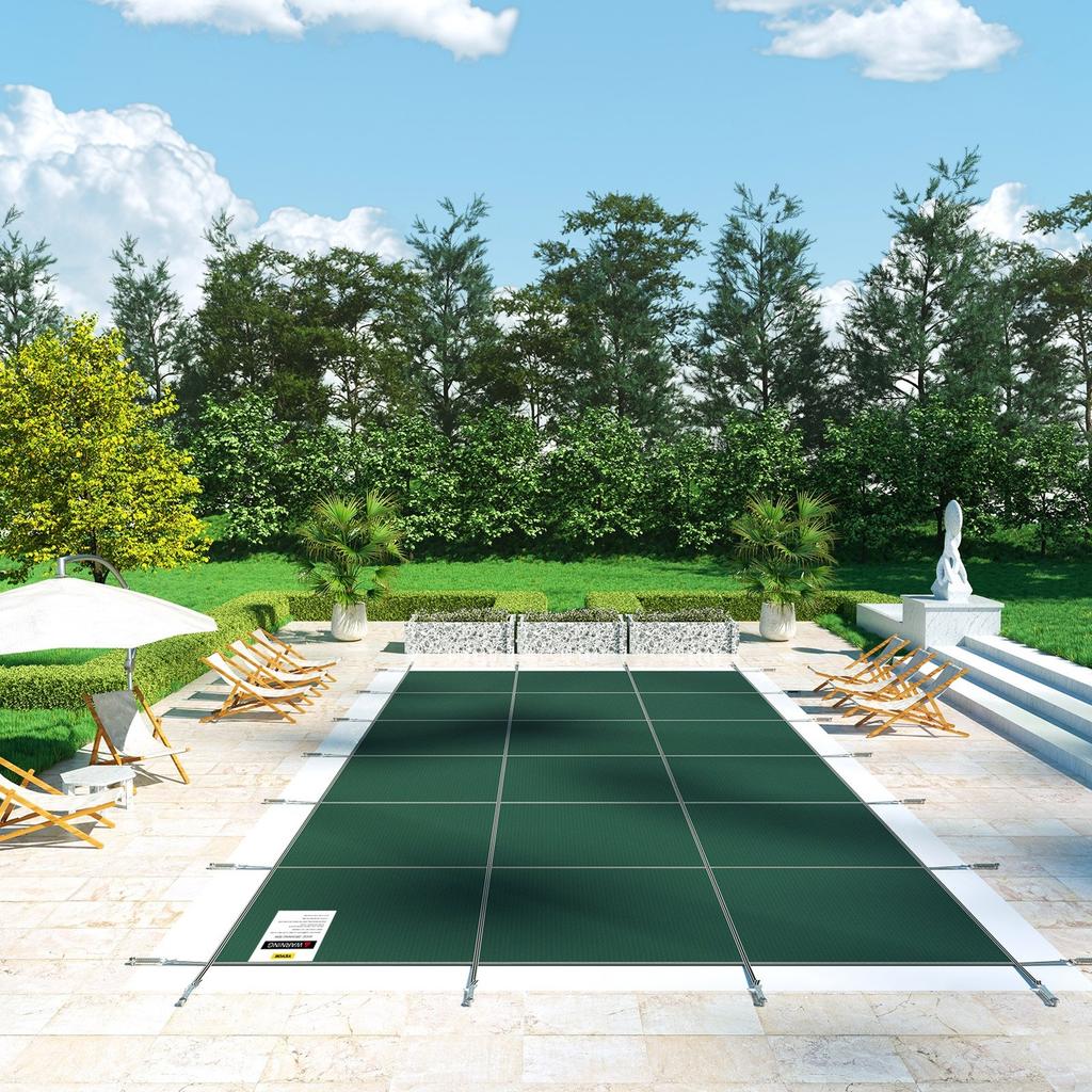 Pool Safety Cover Fits 20x40ft Rectangle Inground Pools, Safety Pool Cover with Drainage Holes, Mesh Solid Pool Cover for Swimming Pool, Winter Safety