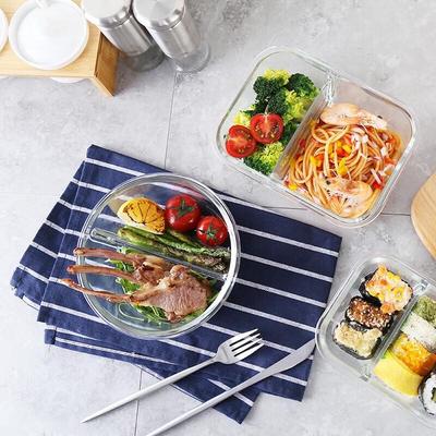 Divided Heat-Resistant Glass Lunch Box