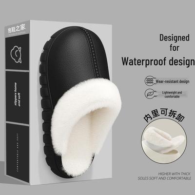 EVA Wasserdichte Samtgefütterte Hausschuhe - Warme Indoor Baumwollschuhe mit geschlossener Ferse für Herbst & Winter, Dicke Sohle, Ideal für Mutterschaft und Frauen
