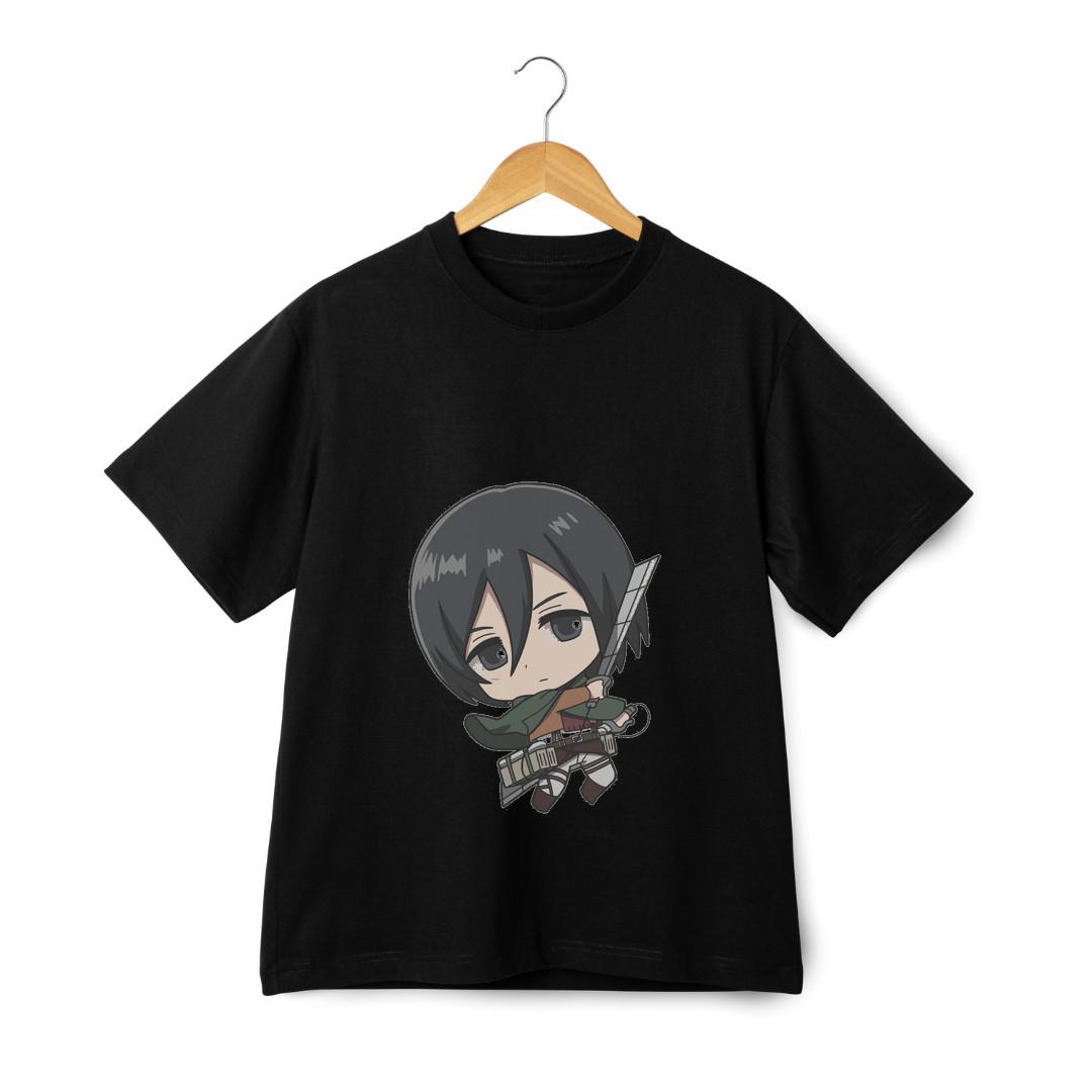 Attack on Titan Mikasa Ackerman Chibi Unisex Graphic T-Shirt Mens Womens Tees Top - Anime Casual Tee M