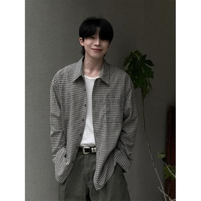 2024 Brief Langarmhemd Japanischer Hong Kong Stil Ins Loses Hemd Jungen Sommer Trendy Vielseitig Casual Mantel