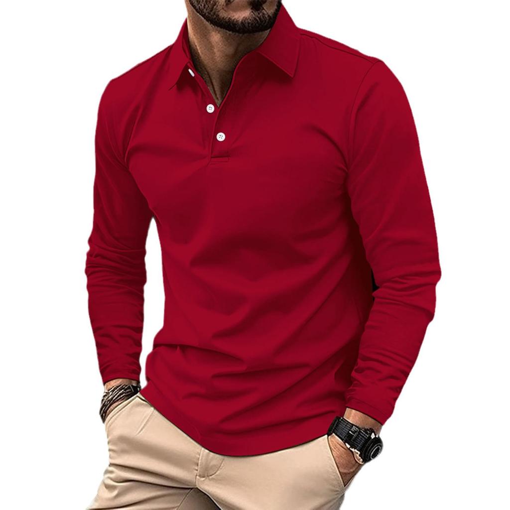 2024 European & American Men's Long-Sleeve Sports Polo Shirt for Spring & Autumn