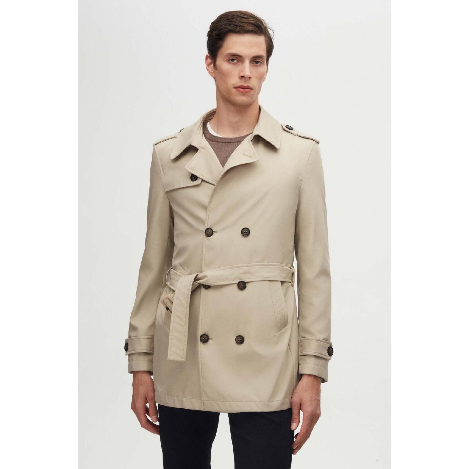 

Ds Damat Regular Fit Beige Epaulette Belted Waist Coat/trench Coat 48