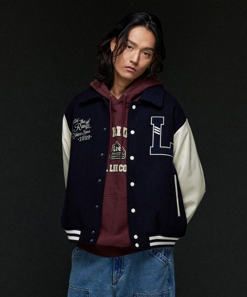 Lee Wool Blend Varsity Jacket Navy