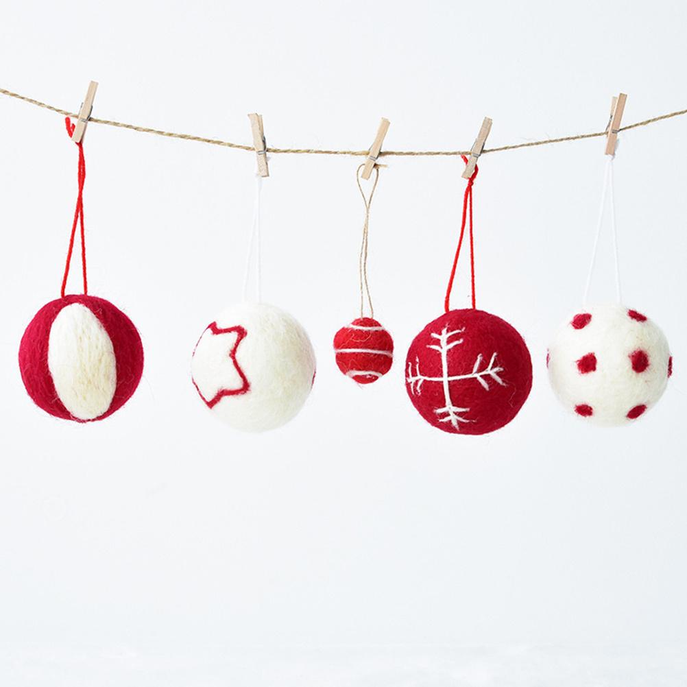6Pcs Christmas Wool Ball Hanging Pendants Lightweight Christmas Tree Decor Hanging Ornaments Home Party Decorations