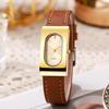 Women Vintage Rectangular Dial Quartz Watch Simple Leather Strap Wristwatches