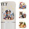 Waterproof Refrigerator Stickers Christmas Cute Puppy Wall Stickers, PVC Decals, Peel And Stick Animal Holiday Dog Decals Art Decor for Home