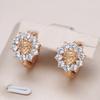 Luxury  Rose Gold Wedding Stud Earrings Hollow Flowers Natural Zircon Earrings Beautiful For Women Engagement Jewelry