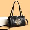New Retro National Style Auspicious Embossed PU Women's Bag Shoulder Messenger Bag Fashionable Versatile Bucket Bag