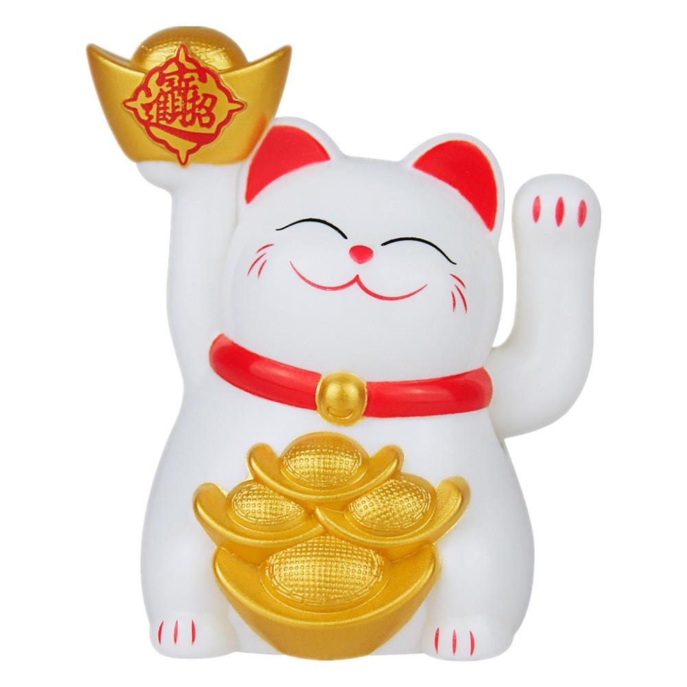 

Солнечный Maneki Neko Lucky Cat 2 дюйма Солнечный автоматический машущая Lucky Cat автомобиль кассир украшение магазин Feng Shui Cat белый