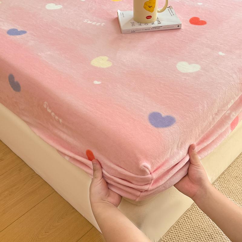 Flannel Bed Sheet Winter Warm Plush Fitted Sheet Soft Mink Cashmere Bed Linen Mattress Cover Elastic Bedspread