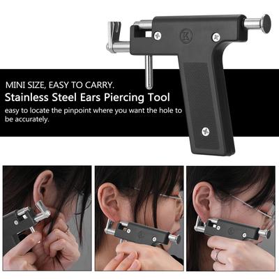 Stainless Steel Body Piercing Tool Kit Professional Ear Nose Navel Piercing Machine with Ears Studs