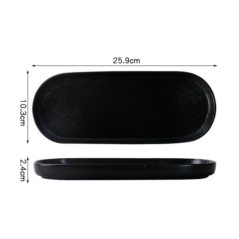 

Japanese Retro Ceramic Sushi Plate Rectangular Iron Style Dish for Home Dining