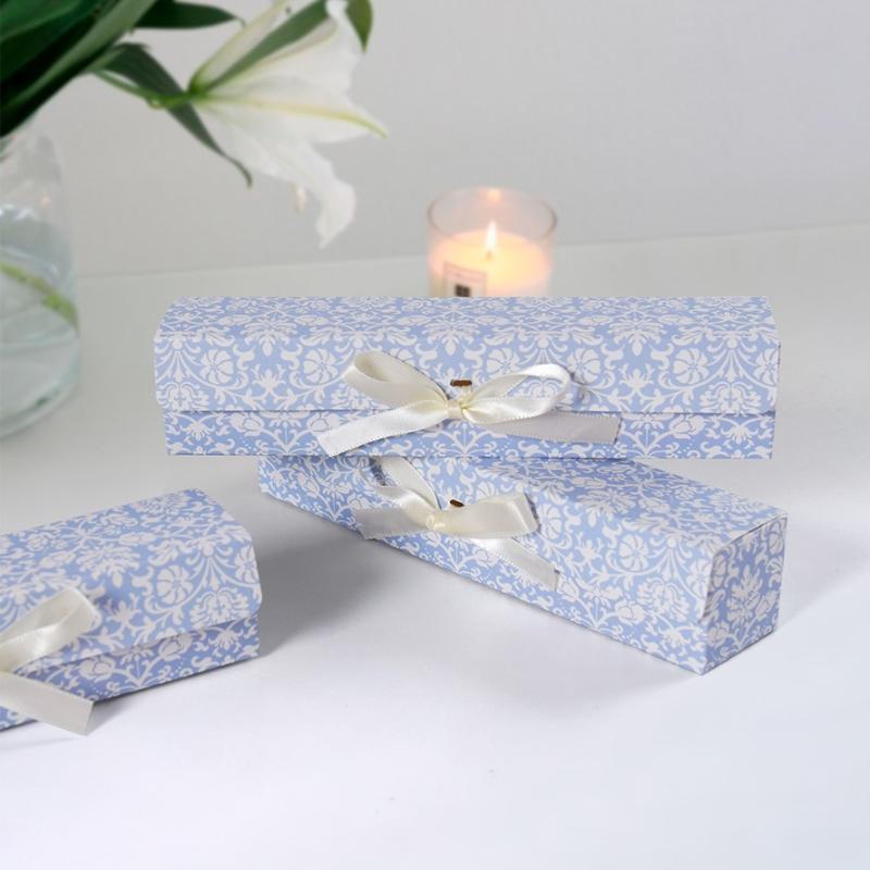 10Pcs Valentine'S Day Simple Long Butterfly Knot Chocolate Candy Paper Box Korean Style Single Grid Wedding Favor Box