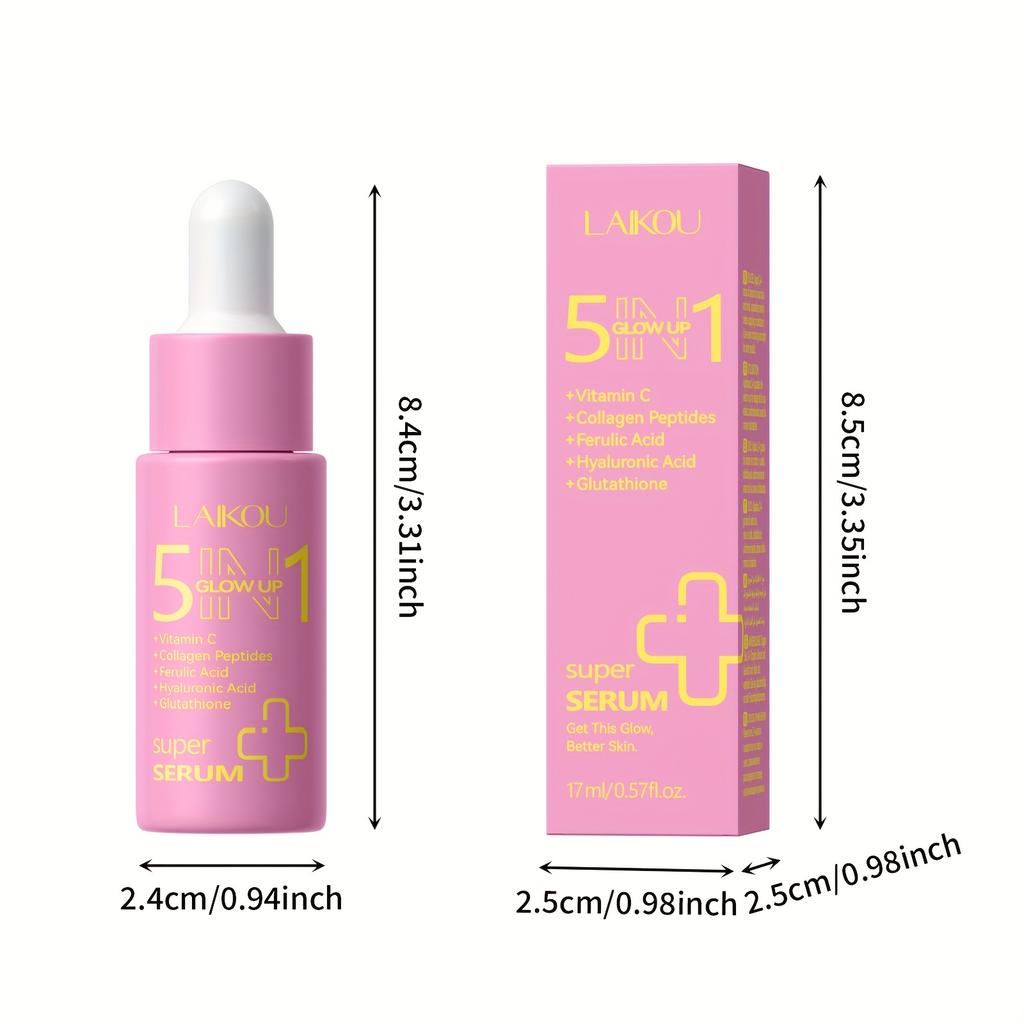LAIKOU17ml Five-in-one Luminous Essence Is Rich In Vitamin C, Collagen Peptides, Ferulic Acid, Glutathione Brightening Essence Skin Care Products