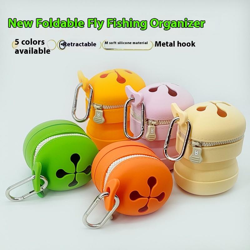 1 Piece Portable Storage Pouch For Small Fishing Gear Outdoor Waste Collection Foldable Fly Fishing Silicone Storage Container