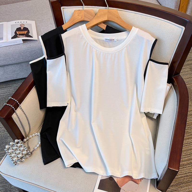 

Women s Plus Size Slimming Loose Mid-Length Round Neck Short-Sleeve T-Shirt (Sizes 200-350 jin) 6XL білий