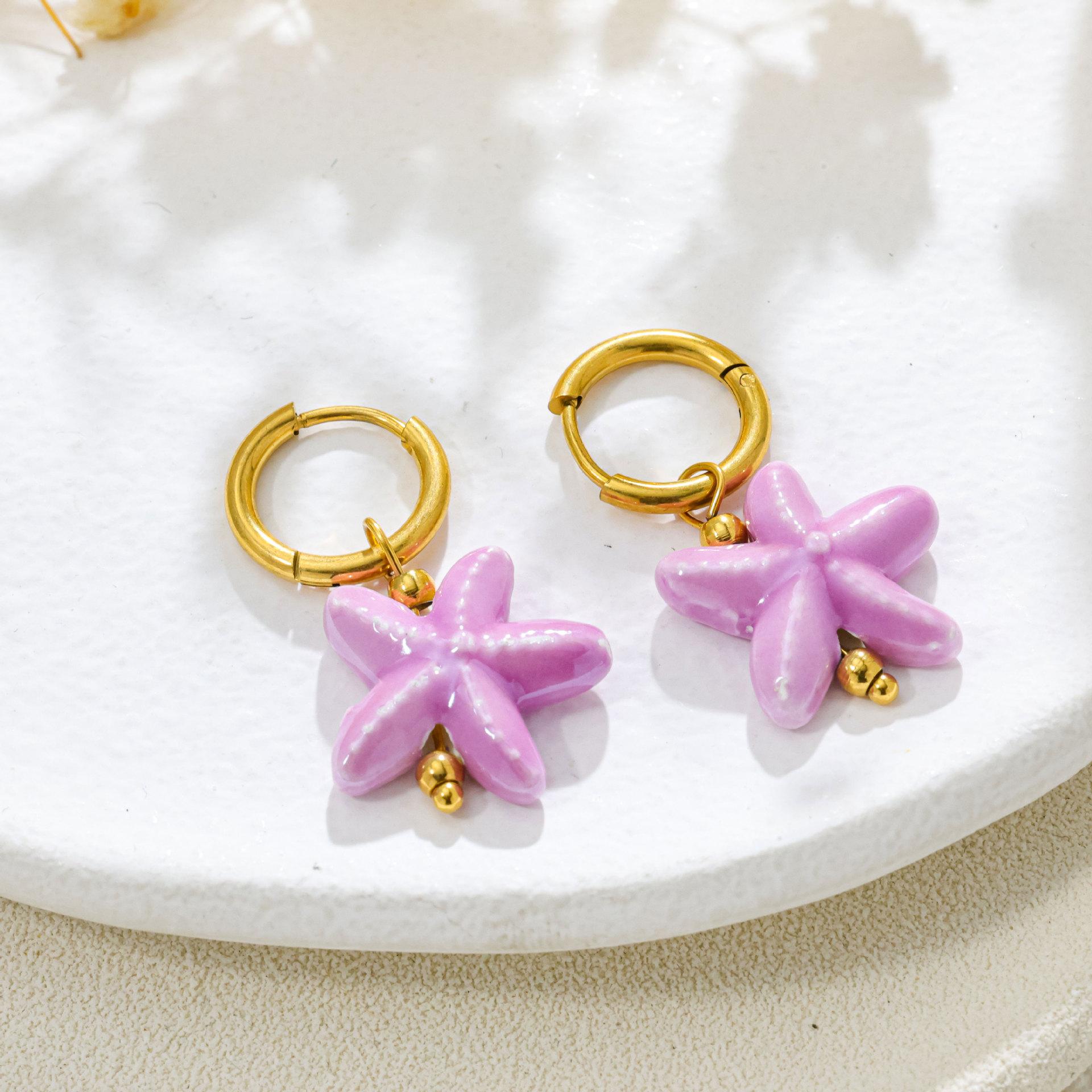 Fashion Popular Ocean Beach Wind Starfish Hidden Buckle Earrings Jewelry Exquisite Niche Sense Versatile