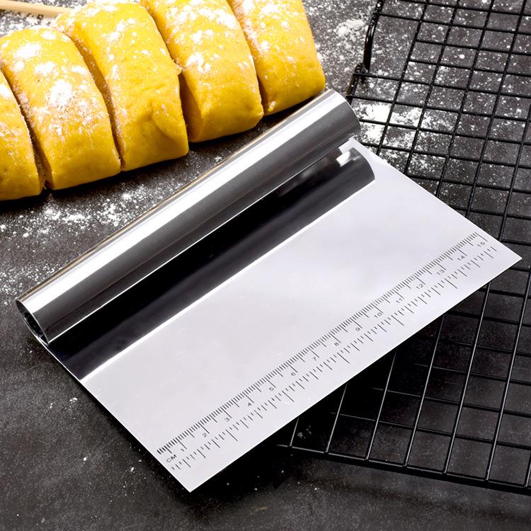 Stainless Steel Dough and Flour Cutter with Scale - Baking and Noodle Scraper Tool