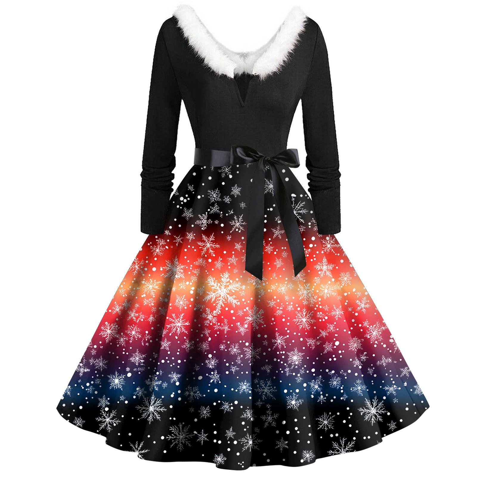 

Женские рождественские принты с длинным рукавом и V-образным вырезом больших размеров вечерние выпускные платья XL арбуз красный